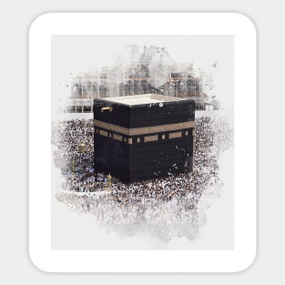 Saint Kaaba, Masjid Al Haram, watercolour illustration Islamic art Sticker